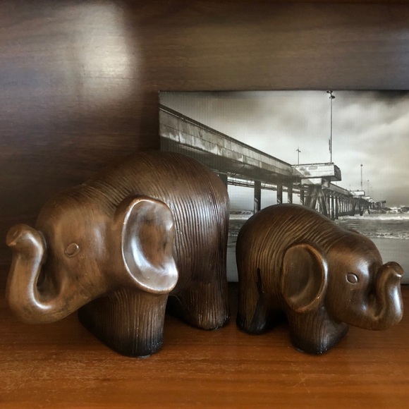 Other - Brown Ceramic Elephant Sculptures Decor Set of 2